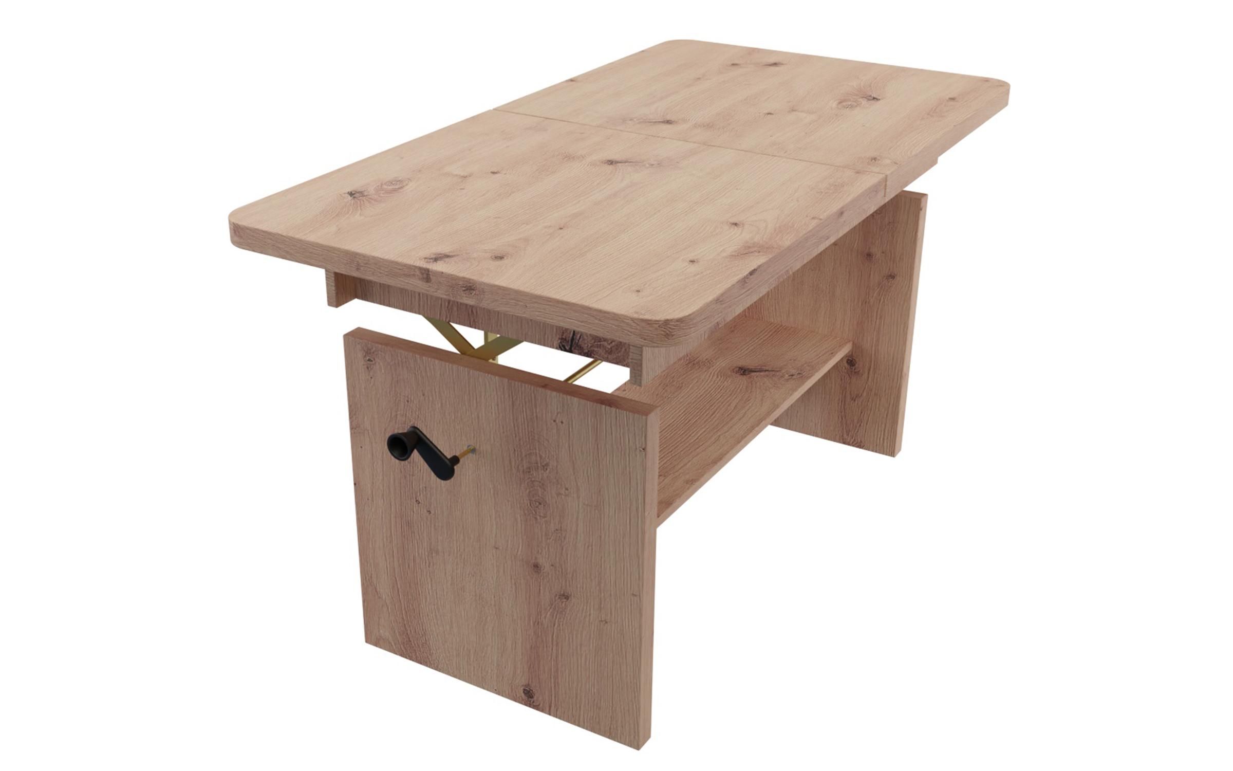 Masuta de cafea extensibila cu mecanism de ridicare Keily, stejar artisan  4